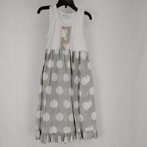 Hannah Kate White Tank Gray Polka Dot Dress Gown Long Girl's Size 5t